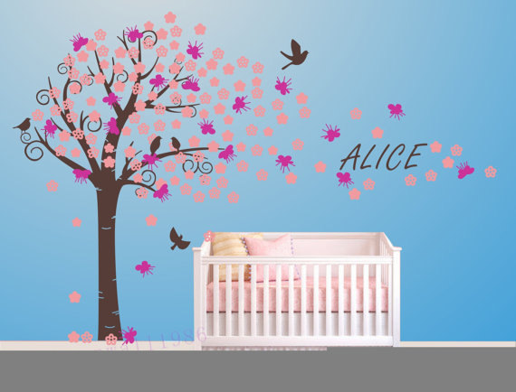 Wall Decals - Tree Wall Decal With Blossoms - Wall Stickers